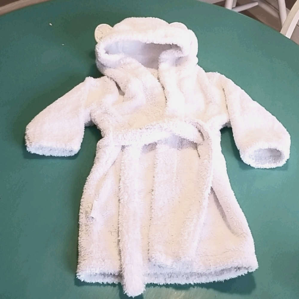 Organic cotton hooded terry toddler swim robe